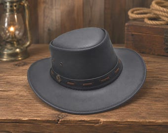 Men & Women Genuine Leather Cowboy Hat - Western Thunder Hat With Band