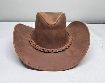 Men & Women Western Cowboy Genuine Leather Thunder Hat With Leather Band