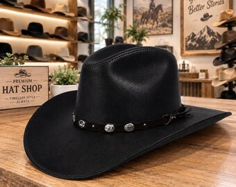 Sombrero unisex de cuero genuino flexible estilo western americano Outback