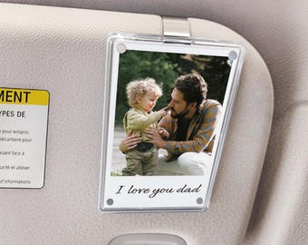 Regalo personalizado para el Día del Padre de parte de los niños, clip para visera de coche con foto, papá, regalo para el esposo, clip para visera de coche, accesorios acrílicos para coche.