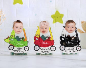Regalo para papá primerizo, cabezón con cara infantil "Conduce con cuidado, papá", regalo para el Día del Padre 2025, regalo para conductores primerizos, accesorios personalizados para el coche.