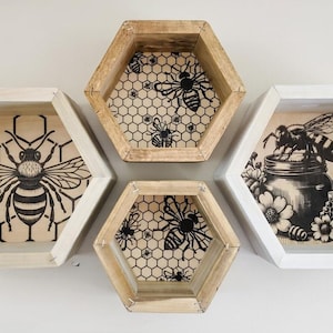 Estante hexagonal con diseño de abeja (juego de 4)