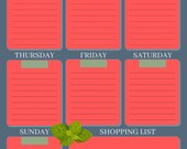 Daily Meal Planner |  Digital Grocery List | Meal Prep Planner | Printable Planner | Excel Meal Planner | Weekly Meal planner