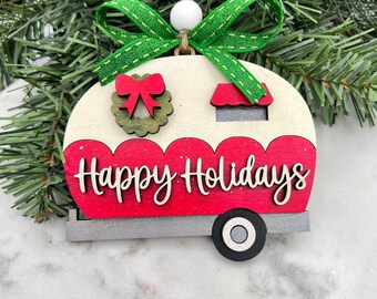 Camper Christmas Ornament, RV Holiday Decoration, Travel Trailer Gift, Holiday Camping Gift, Gift for Campers, Camping Lovers, Travel Lover