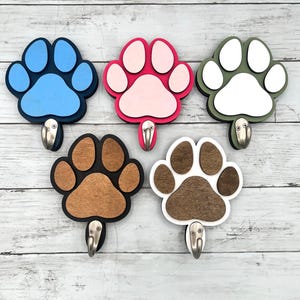 Dog Leash Holder for Wall, Dog Hook Sign, Rustic Dog Storage for Home, Cute Paw Leash Holder, Pet Accessory Hook, Gift for New Puppy, Leash