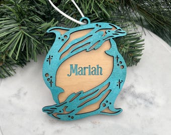 Dolphin Ornament, Personalized Dolphin Christmas Ornament for Tree, Custom Dolphin Lover Gift