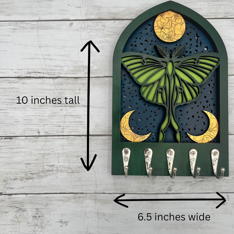 Moth Key Racks Luna Moth Keyholder, Keychain Holder for Wall, Enchanting Decor, Boho ...