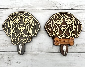 Personalized Beagle Leash Holder for Wall, Dog Leash Holder with Name, Wooden Pet Hook Wall Mount, Custom Dog Decor for Wall