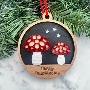Mushroom Christmas Ornament, Personalized Mushroom Ornament, Gift for Mushroom Lover, Nature Gift, Fungi Theme Christmas Decor, Whimsical