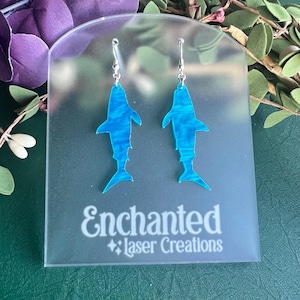 Shark Acrylic Dangle Earrings, Shark Lover Gift, Ocean Inspired Jewelry, Nautical Earrings, Beach Accessories, Gift for Ocean Lover