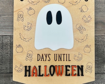 Halloween Ghost Countdown Sign, Halloween Home Decor