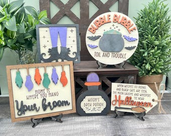 Witch Brew Tiered Tray Decor, Small Halloween Signs for Home, Halloween Decorations
