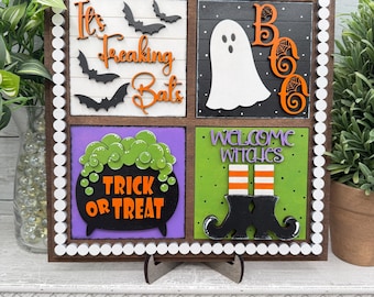 Halloween Sign, Interchangeable Square Halloween Decor, Halloween Tiles