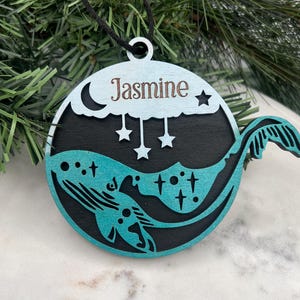 Whale Ornament, Personalized Whale Christmas Ornament for Tree, Custom Whale Lover Gift