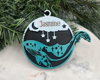 Whale Ornament, Personalized Whale Christmas Ornament for Tree, Custom Whale Lover Gift