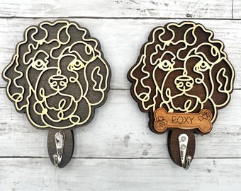Personalized Goldendoodle Leash Holder for Wall, Dog Leash Holder with Name, Wooden Pet Hook Wall Mount, Custom Dog Decor for Wall, Doodle