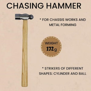 Metal Forming Hammer with Round & Flat Head – Chasing, Stamping Tool for Leather and Copper, Cooper Stamping Hammer