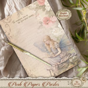 Fee A5 gefüttert Briefpapier Set - Vintage Blumen Papier, Christliches Zitat, wunderliche Schreibseiten, Printable Journal Blätter