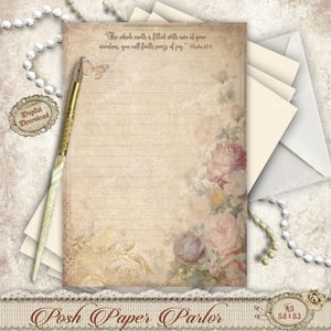 Christliches A5 Blumen druckbares Briefpapier - Psalm 65: 8 Bibel Vers Papier, Vintage Schmetterling gefüttertes Journal Blatt, Glaube Brief Set