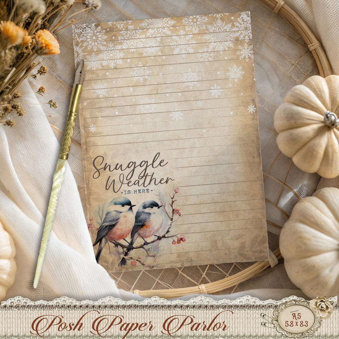 Bird Winter Stationery Set | Printable Lined Paper With Birds ...