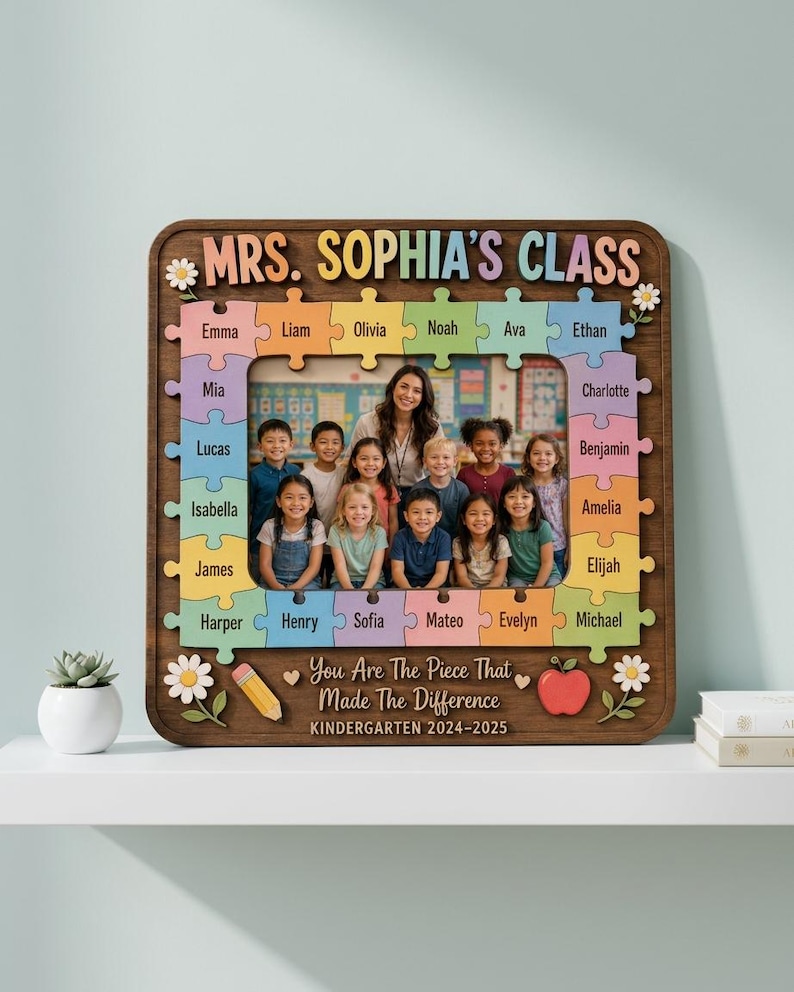 Personalized Teacher Puzzle Piece Wooden Door Sign – Custom Name ...