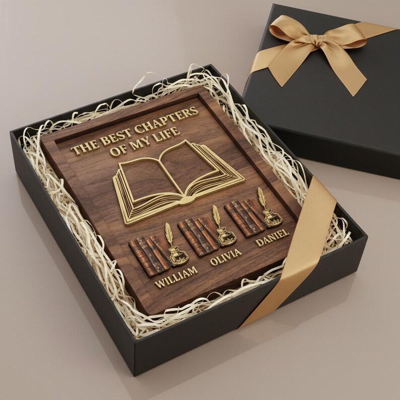Personalized Family Chapters Wooden Sign, Custom Book Lover Gift for ...