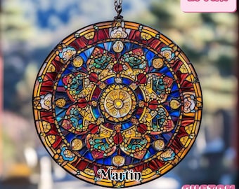 Tibetan Sacred Vajrayana Mandala Acrylic Suncatcher - Buddhist Window Hanging - Zen Buddhist Decor Gift Idea