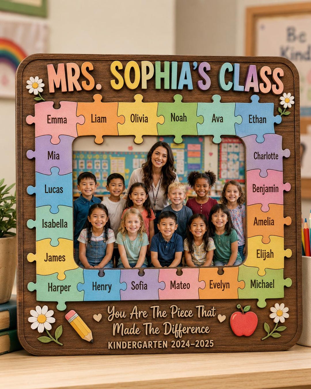 Personalized Teacher Puzzle Piece Wooden Door Sign – Custom Name ...