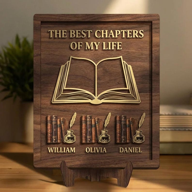 Personalized Family Chapters Wooden Sign, Custom Book Lover Gift for ...