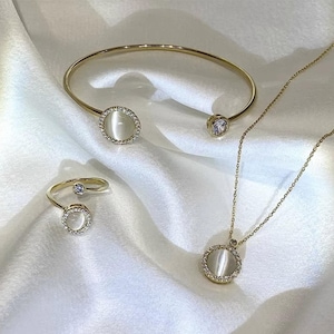 Opal Spinner Smyckeset – Fidgetring, Halsband & Armband, Antistresspresent för Kvinnor