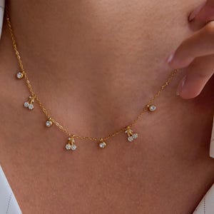 Cherry Necklace, 18K Gold Plated Stainless Steel, Dainty Fruit Charm Jewelry , Gift for Her, Cute Elegant Minimalist Necklace