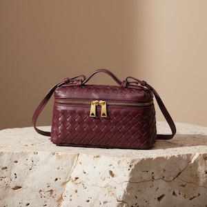 Luxury Woven Leather Mini Crossbody – Handmade Top Handle Bag – Elegant Everyday Shoulder Purse