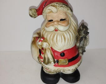 Vintage Santa Claus Piggy Bank Home Ceramic Christmas Decor