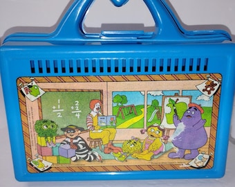 McDonald's Fast Food vintage boîte à lunch en plastique bleu bleu 1988