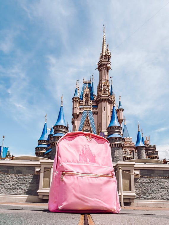 Pink Castle Embroidered Backpack - Kingdom World Magic Parks  display picture 2