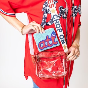 Braves Baseball Clear Stadium-Approved Bag and Beaded Purse Strap