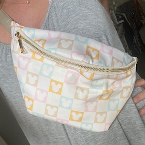 Checkered Mouse Fanny Pack Bum Bag Adjustable - Pastels