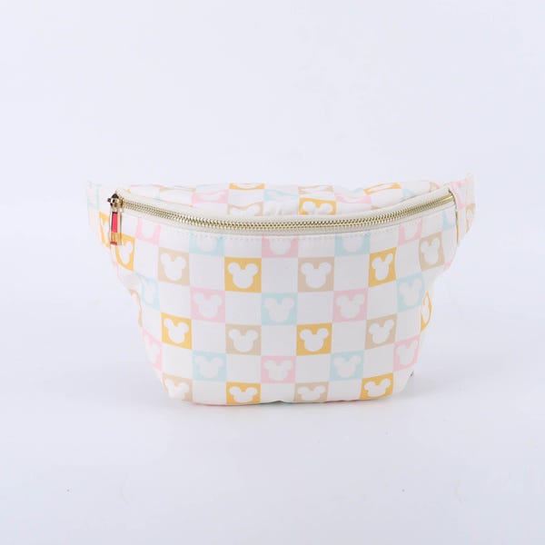 Pastellfarbene karierte Micky Maus Jumbo Bauchtasche