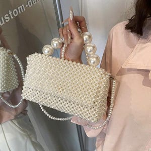 Perle Perlen Tasche, Hochzeit Tasche Handtasche Schultertasche, Weiße Perle Tasche, Perle Geldbörse, Perle Abendtasche, Creme Perlen Tasche, Brauttasche