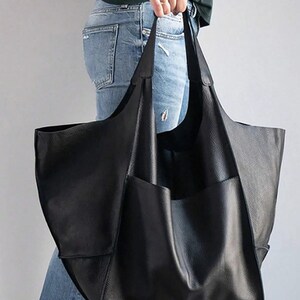 Weiche Leder Hobo Bag, Große Schultertasche, schwarze Leder Handtasche, Messenger & Crossbody Bag für Frau, Laptop Tasche, Italienische Slouchy Bag