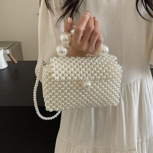 Perlen Perlen Tasche, Perlen Hochzeit Tasche Handtasche Schultertasche, Perle Geldbörse, weiße Perle Tasche, Perle Abendtasche, Creme Perlen Tasche, Brauttasche