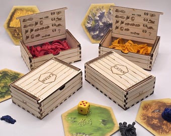 Catan Game Piece Organizer: Laser Cut Birch Plywood Storage Boxes