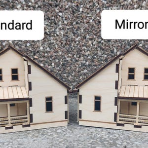 Two house orientation versions are available. Standard (see left hand side in the picture) and mirrored (right hand side in the picture)
