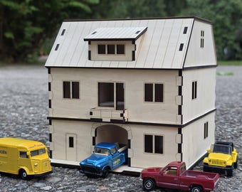 1:64 Scale Apartment Building Kit - 3 Story Diorama House for Diecast Car, City, Town Urban Display Scenery