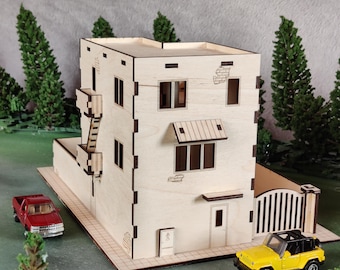 1:64 Scale Diorama building. S scale miniature Urban City Street Apartment Block Architectural model piece for DIY hobbyists.