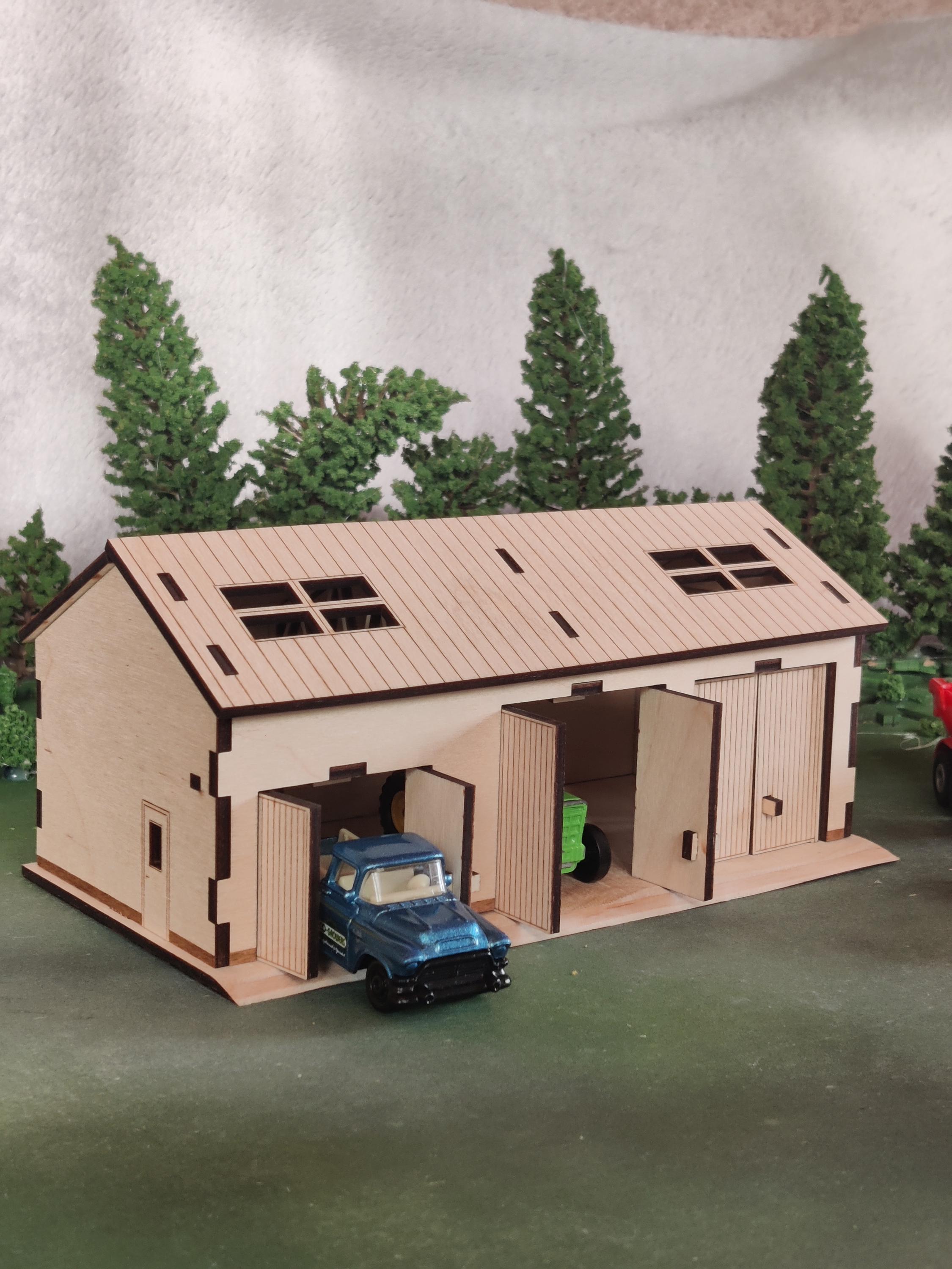 1:64 Scale Large Garage Kit for Diorama - Scenery Building for Die
