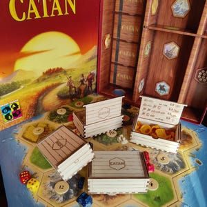 Catan board-game custom storage boxes for buildings (Brain Games publisher)