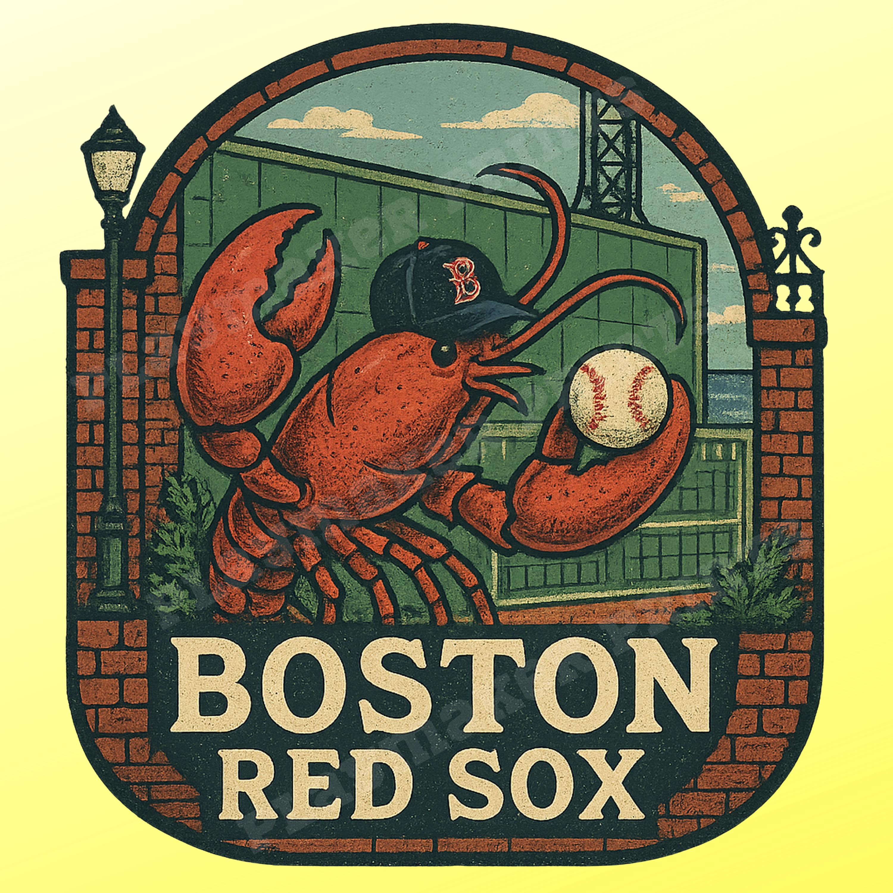 Boston Red Sox Retro Fenway Lobster Logo – Vintage Green Monster Baseball  Art | Digital Download, image size:3000x3000