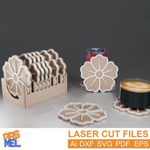 Modern Floral Pattern Coaster and Coaster Storage Box SVG Digital Download File | Coaster Holders | Wood Laser Cut Files