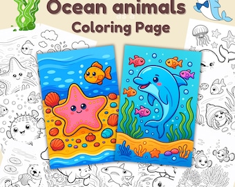 Kawaii Ocean Animal Coloring Pages | Sea Life Printable Set (Digital Download)
